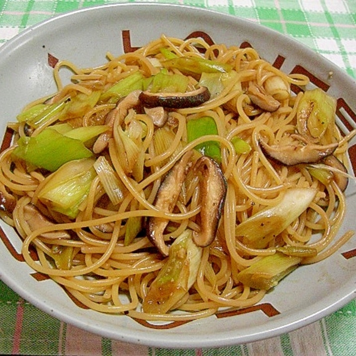 白ねぎと椎茸の和風パスタ